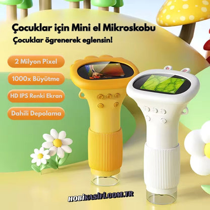 Çocuklar İçin 1000x Mini El Mikroskobu Eğlenerek Öğren