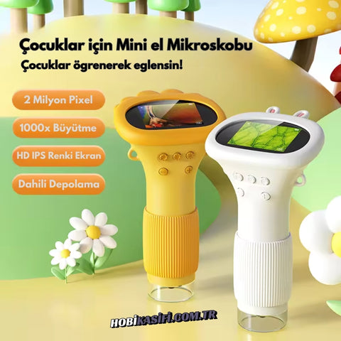 Çocuklar İçin 1000x Mini El Mikroskobu Eğlenerek Öğren
